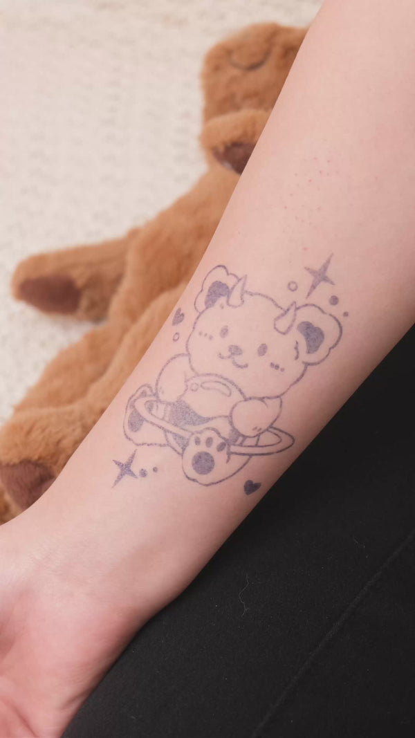 Teddy Bear Temporary Tattoo Sticker - OhMyTat